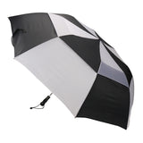 auto open 2-fold golf umbrella,metal shaft and fiberglass ribs,vented design